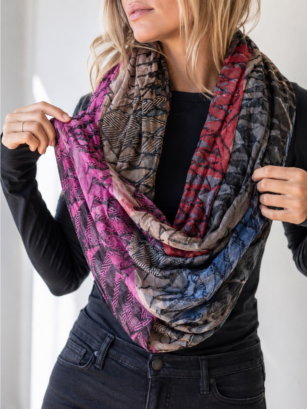 Boho Multicolor Infinity Scarf Geometric Tribal Print Lightweight Wrap Nordstrom